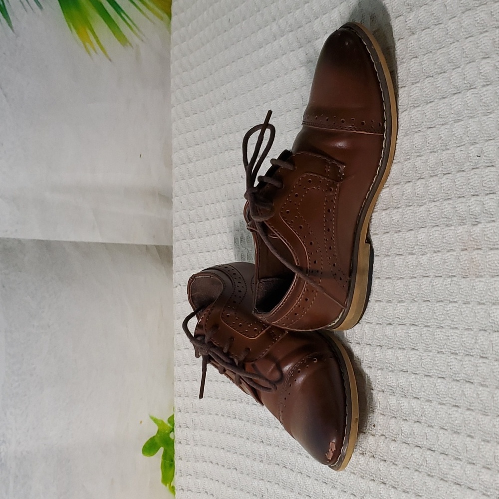 Stacy Addams Dickinson cap toe Oxford cognac boys size 9M - Picture 3 of 8